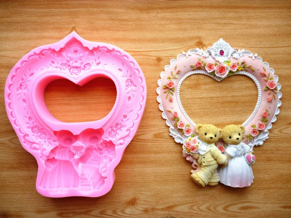 Bear Wedding Fashion Frame Cake Mold Chocolate Mold for the Kitchen Baking Cake Tool DIY Sugarcraft Decoration Tool