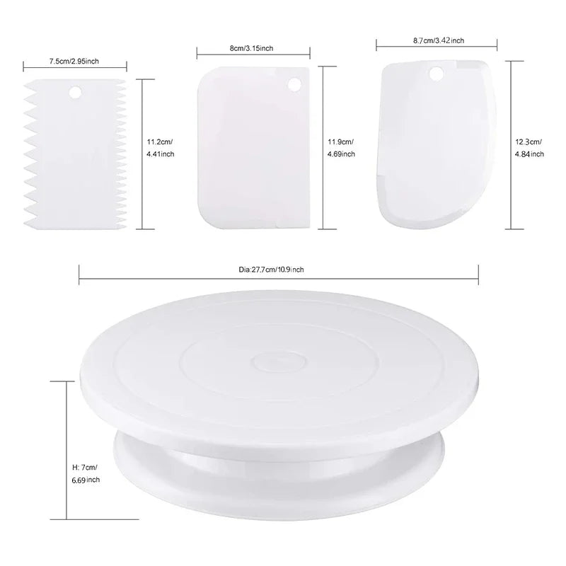 Cake Making Tools Kit For Decorating Include Plastic Rotating Cake Turntable Icing Smoother/Spatula Cakes Leveler Baking Tools