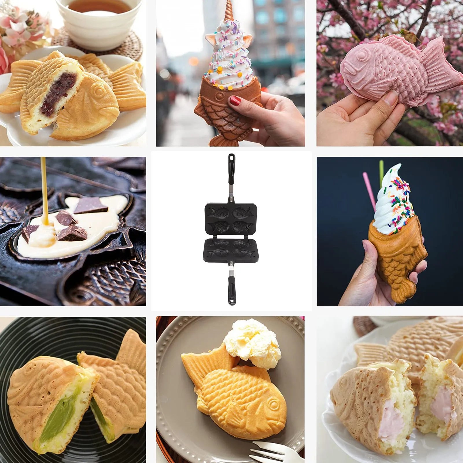 Taiyaki Cooking Bakeware Taiyaki Fish Shape Cake Maker Non Stick Taiyaki Double Baking Pan Waffle Baking Mold Taiyaki Cake Maker