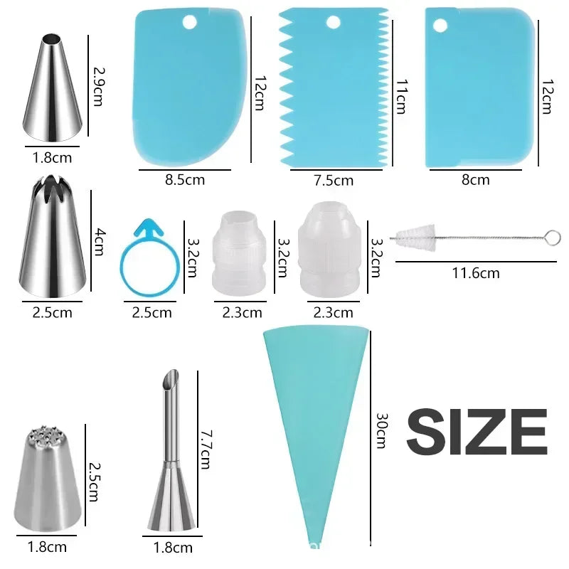 20/26/42PCS Bake Cake Decorating Kit Tools with Stainless Steel Tips Piping Bags and Tips Set Reusable Silicone Pastry Bags