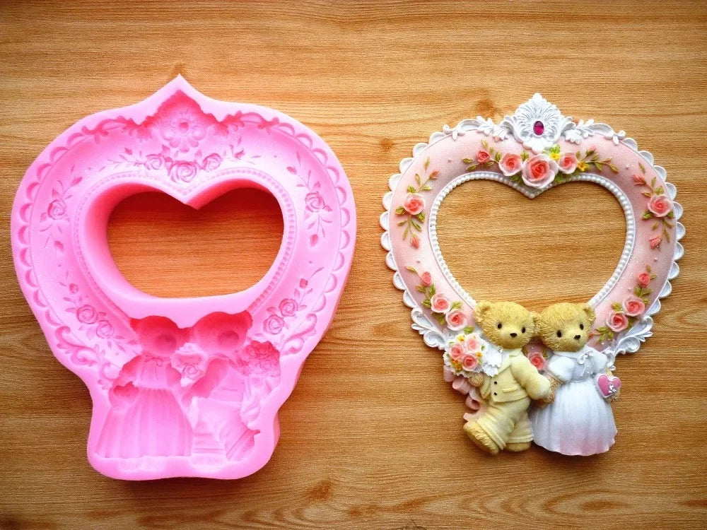 Bear Wedding Fashion Frame Cake Mold Chocolate Mold for the Kitchen Baking Cake Tool DIY Sugarcraft Decoration Tool