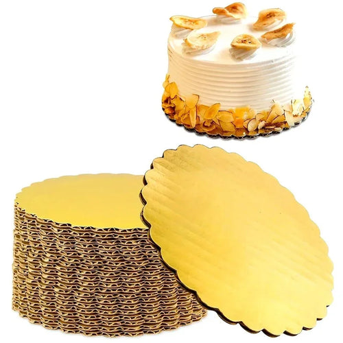 5 cake boards with golden cake rings, cardboard with 8/10 inch cake base, suitable for baking cakes, golden